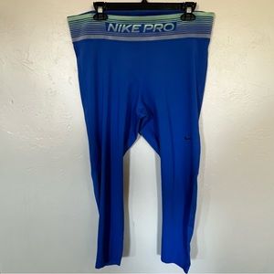 Nike Pro leggings, royal blue and green, 2X